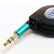 Tera Grand RETA-TE222-BL 3.5 mm Male to Male Stereo Retractable Cable with Aluminum Housing, Blue, 2.9' N18