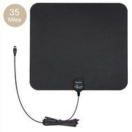 Alemon Ultra Thin Indoor HDTV Antenna with 16.4 Feet Coax Cable - 35 Miles Range - Black N6