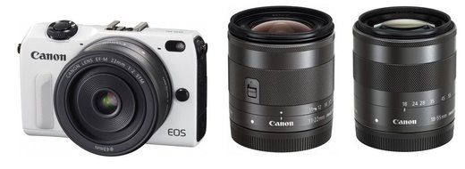 Canon mirror-less SLR camera EOS M2 triple lens kit (white) EF-M18-55mm F3.5-5.6 IS STM EF-M22mm F2 STM EF-M11...