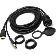 RAYSUN 1 Meter USB and 3.5mm AUX Extension Flush Mount - USB Dash Mount for Car Boat Motorcycle N8