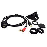 RAYSUN 1 Meter USB and 3.5mm AUX Extension Flush Mount - USB Dash Mount for Car Boat Motorcycle N13
