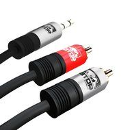 Gator Cable 10 feet red and silver auxiliary 3.5mm audio plug male to 2 RCA plug male stereo digital and analog... N5