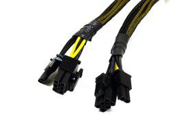 AYA 9" 18AWG PCI-Express (PCI-E) 8-Pin Male to 2x PCI-E 6+2 Female Splitter Cable w/Black Sleeves N5