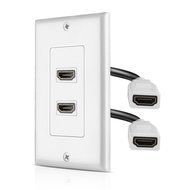 TNP HDMI Wall Plate - Dual (2 Port) HDMI Socket Plug Jack Outlet Decorative Face Cover Mount Panel with Built...