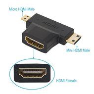 MILAPEAK (2 in 1) Mini-HDMI + Micro-HDMI Male to HDMI Female Adapter with Gold Plated, Black N26