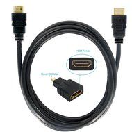 MILAPEAK (2 in 1) Mini-HDMI + Micro-HDMI Male to HDMI Female Adapter with Gold Plated, Black N31