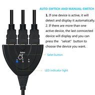 Auskic 3-Port HDMI Switch with Pigtail Cable - 3x1 HDMI Splitter Switcher Support Full HD 3D 1080p - PS3/PS4 Xbox... N5