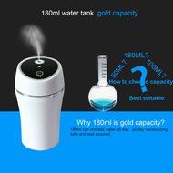 TopReturn Car Air Humidifier, Cool Mist Humidifier, 180ML USB Small Humidifier, Portable Humidifier for Car, Home... N14