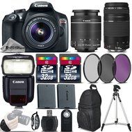 Canon EOS Rebel T6 DSLR Camera + 18-55mm IS II Lens + Canon 75-300mm Lens + Canon Speedlite 430EX III RT + 64GB...