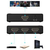 Portta 4PET0301D HDMI Switch / Switcher 3 Port 3x1 v1.4 Pigtail lntelligent Auto with one Fixed HDMI Cable support... N3
