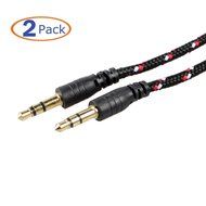 Nylon Braided Audio Cable, Conwork 2-Pack 3.5mm Male To Male Car and Home Stereo Cloth Jacketed Tangle-Free Auxiliary... N7