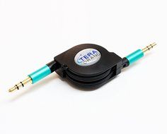 Tera Grand RETA-TE222-BL 3.5 mm Male to Male Stereo Retractable Cable with Aluminum Housing, Blue, 2.9' N26