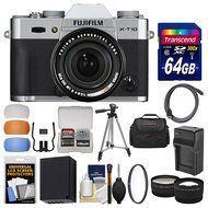 Fujifilm X-T10 Digital Camera &amp; 18-55mm XF Lens (Silver) with 64GB Card + Case + Battery &amp; Charger + Tripod +...