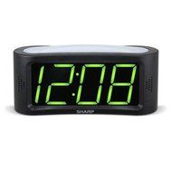 Sharp 1.8&quot; LED Green Display Alarm Clock, Black Case