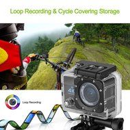 Floureon Q6 2.0 Inch 4K 16MP 170&deg;WIFI 30M/98FT Waterproof Slow Motion Function Loop Recording Full HD DV Sports... N12