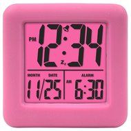 70902 Equity by La Crosse Soft Cube LCD Alarm Clock Pink -Refurbished N3
