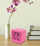 70902 Equity by La Crosse Soft Cube LCD Alarm Clock Pink -Refurbished N6