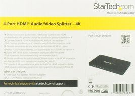 StarTech.com ST122HD4KU 4K HDMI 2-Port Video Splitter Built-In HDMI Source Cable N7