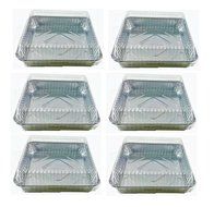 Set of 24 Durable Foil Disposable Aluminum 7 3/8" x 7 3/8" Square Cake Pans With Lids (24) N3