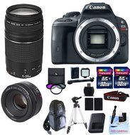 Canon EOS REBEL SL1 + 75-300mm f/4-5.6 III + 50mm f/1.8 STM Video / Portrait Lens + 2 32GB Transcend SD Memory...
