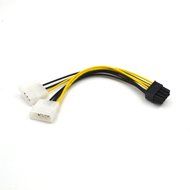 Electop 2 Pack PCI Express 8 Pin To Dual 4 Pin Molex IDE Power Cable Adapter N3