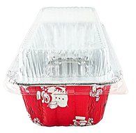 (12 Set) Handi-Foil 2 lb. Red Snowman Holiday Christmas Loaf Bread Pan: 8-5/8" L x 4-1/2" W x 2-19/32" D w/Clear...