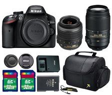 Nikon D3200 DSLR Camera + AF-S DX NIKKOR 18-55mm f/3.5-5.6G VR Lens + AF-S DX NIKKOR 55-300mm f/4.5-5.6G ED VR...