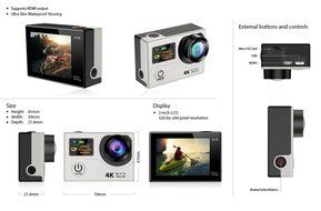 TONSEE Sport Camera H3 Ultra 4K HD 2.0 Inch Screen Action Camera Waterproof 30m, Silver N5