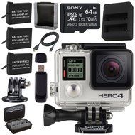 GoPro HERO4 Silver + Rechargeable Battery + Dual Battery Charger + Sony 64GB microSDXC + Case for GoPro HERO4... N3