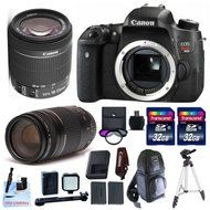 Canon EOS T6s + Canon 18-55mm IS STM + 75-300mm III Telephoto Lens + 2 32GB Transcend SD Memory Cards + LED Video...