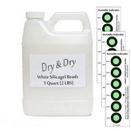 1 Quart Pure White Silicagel Desiccant Beads with 3 Humidity Indicating Cards - 2 LBS Reusable