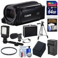 Canon Vixia HF R700 1080p HD Video Camcorder (Black) with 64GB Card + Battery &amp; Charger + Hard Case + Tripod +...