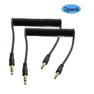 Seadream 2Pack 3-Pole Coiled 3.5mm Male Right Angle to 3.5mm Male Right Angle Stereo Audio Spring Aux Cable for... N7