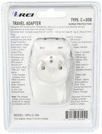 OREI 3 in 1 Continental Europe Travel Adapter Plug with USB and Surge Protection - Type C - Turkey, Italy &amp; More N11