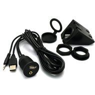 RAYSUN 1 Meter USB and 3.5mm AUX Extension Flush Mount - USB Dash Mount for Car Boat Motorcycle N20