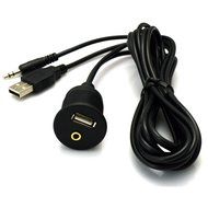 RAYSUN 1 Meter USB and 3.5mm AUX Extension Flush Mount - USB Dash Mount for Car Boat Motorcycle N21