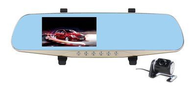 TTL 2 Camera 4.3 Inch Full HD 1080P Rearview Mirror Car DVR Dash TV Cam