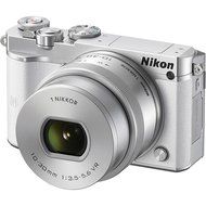 Nikon 1 J5 Wi-Fi Digital Camera &amp; 10-30mm Lens (Silver) with 30-110mm VR Zoom Lens + 64GB Card + Battery + Charger... N5