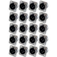 GLS Audio XLR Male Jack 3 Pin - Panel Mount Jacks D Series Size XLR-M - 20 PACK N2