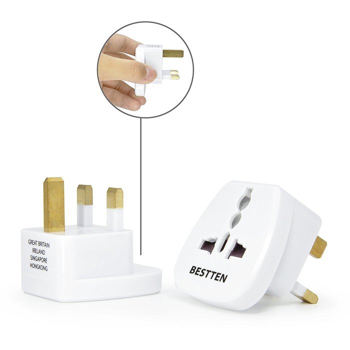 Bestten 3 Outlet Portable Travel Surge Protector with 2.4A Dual USB Charging Ports, 18in Cord, ETL Listed, White N38