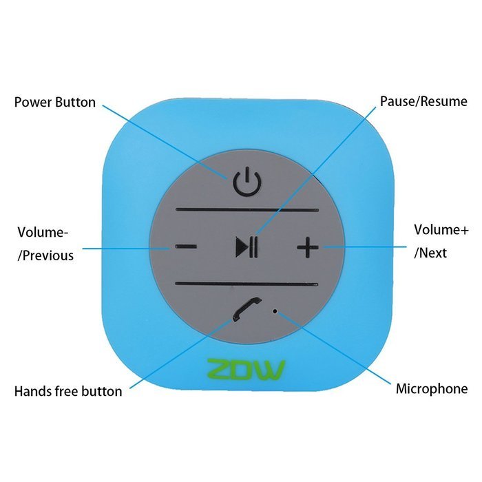 Wireless Bluetooth Shower Speaker , ZDW Outdoor 3.0 Waterproof Speakers with 3W Suction Cup Mic Hands-Free Speakerphone... N8