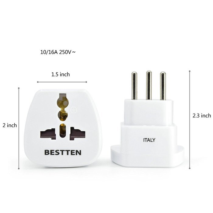 Bestten 3 Outlet Portable Travel Surge Protector with 2.4A Dual USB Charging Ports, 18in Cord, ETL Listed, White N42