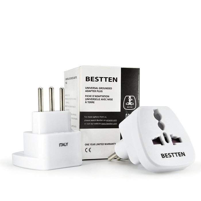 Bestten 3 Outlet Portable Travel Surge Protector with 2.4A Dual USB Charging Ports, 18in Cord, ETL Listed, White N43