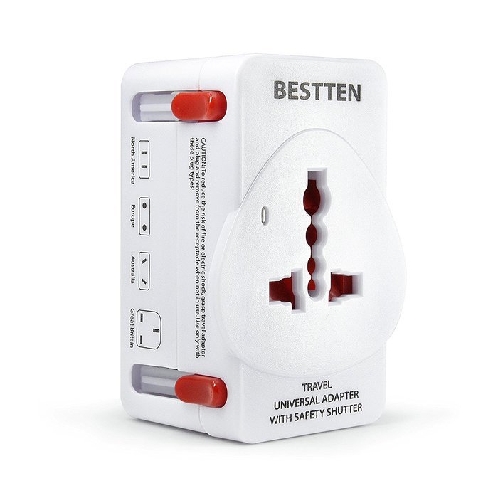 Bestten 3 Outlet Portable Travel Surge Protector with 2.4A Dual USB Charging Ports, 18in Cord, ETL Listed, White N44