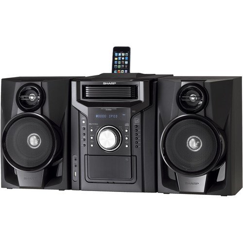 Sharp 240 Watts Mini Hi-Fi Audio Stereo Sound System With Ipod/iphone Dock, 5-Tray CD Player, Full Logic Cassette... N8