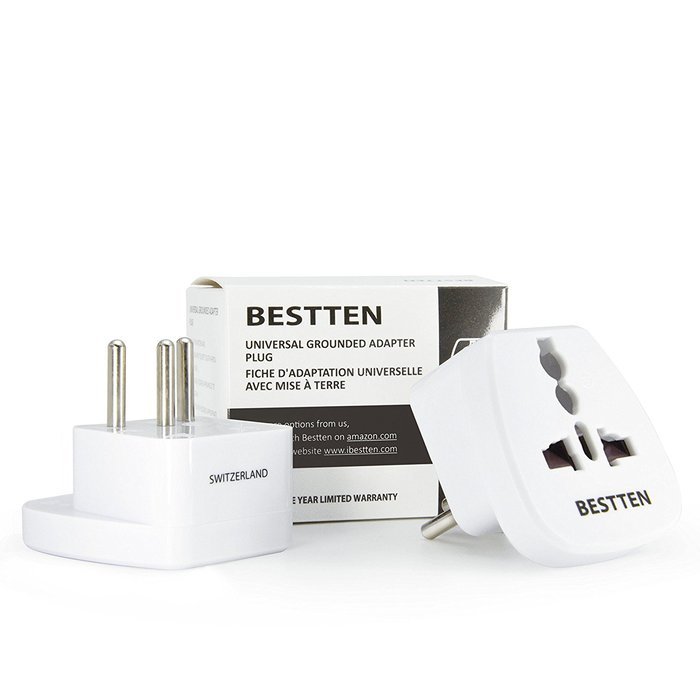 Bestten 3 Outlet Portable Travel Surge Protector with 2.4A Dual USB Charging Ports, 18in Cord, ETL Listed, White N48