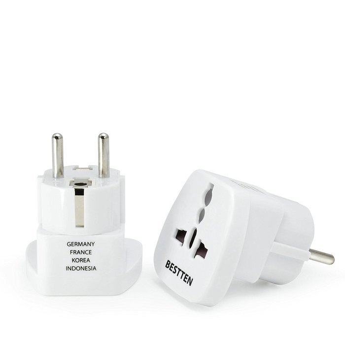 Bestten 3 Outlet Portable Travel Surge Protector with 2.4A Dual USB Charging Ports, 18in Cord, ETL Listed, White N50