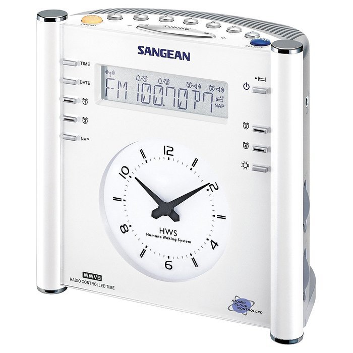 Sangean RCR-3 RCR-3 AM/FM Atomic Digital/Analog Clock Radio (White)