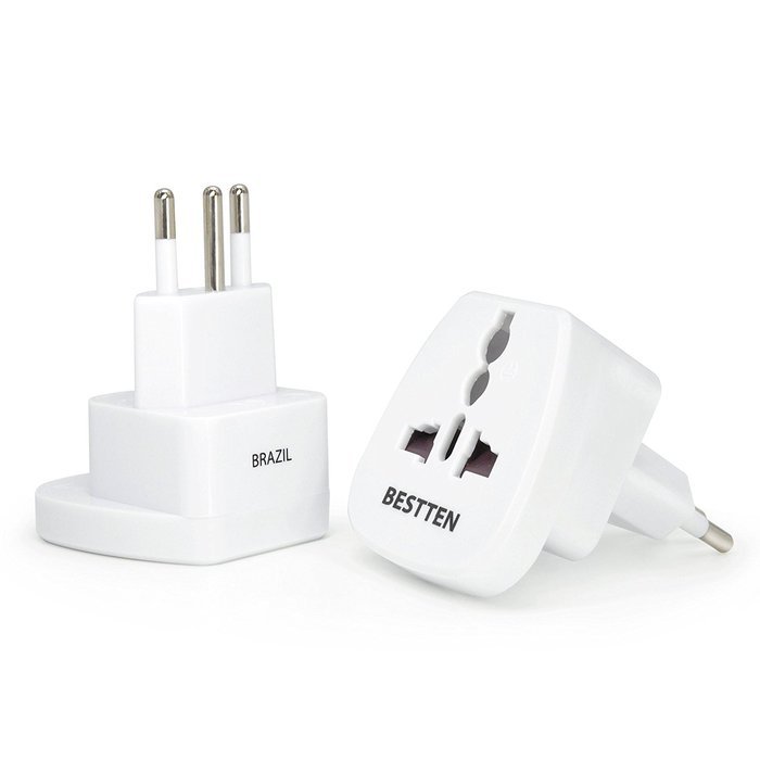Bestten 3 Outlet Portable Travel Surge Protector with 2.4A Dual USB Charging Ports, 18in Cord, ETL Listed, White N52