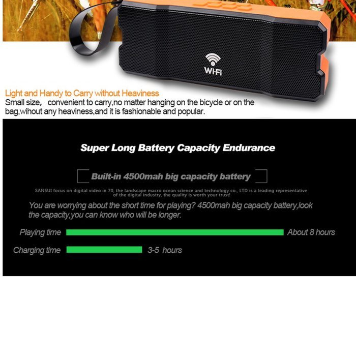 Waterproof WiFi Speaker, TEQStone Portable Wireless Speaker Music Player Louderspeaker with Bass and Microphone... N8